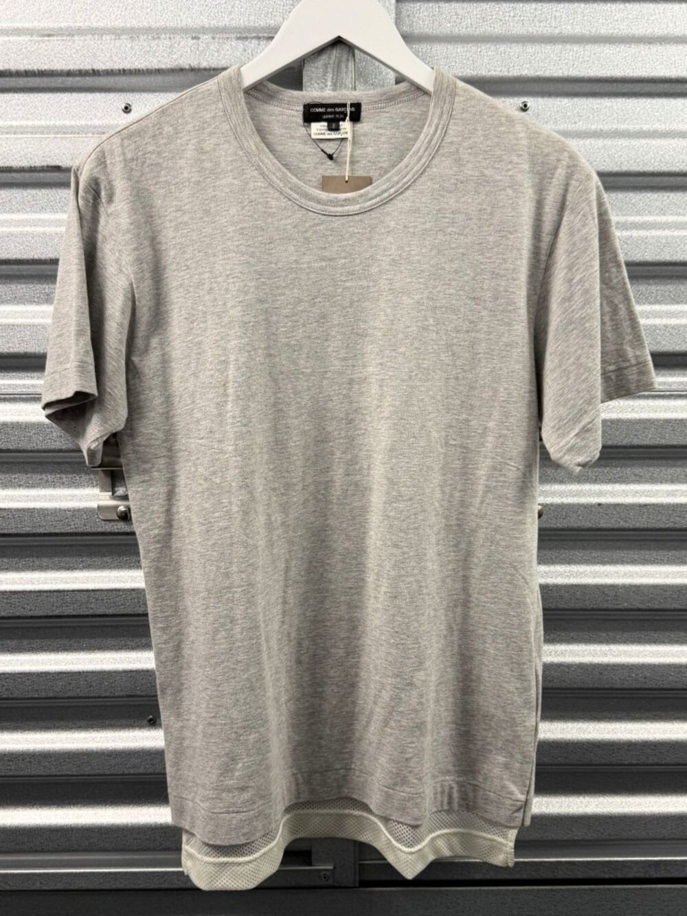 COMME des GARCONS HOMME PLUS GREY MESH PANEL T-SHIRT AD2017